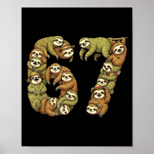 Affiche Paresseux Tribal Drôle 6 7 Mème Six Sept Amour