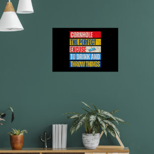 Affiche Parfait prétexte de joueur de Cornhole sac de hari