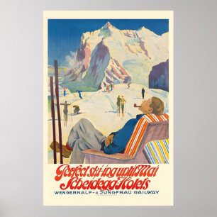 Affiche Parfait ski jusqu'à mai Scheidegg Hôtels Jungfrau