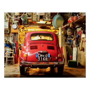 Affiche parfaite   Fiat 500 % pipe% Rome Italie de