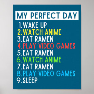Affiche Parfaite journée Anime Ramen de jeu amateur drôle 