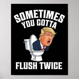 Affiche Parfois, Vous Devez Flush Deux Fois Drôle Anti Tru