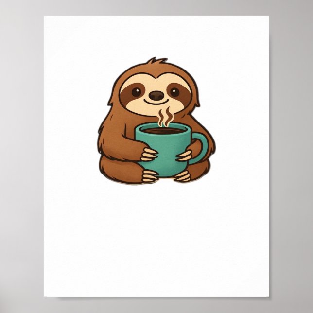 Affiche Parfum mignonne avec tasse de café - Animal confor (Devant)