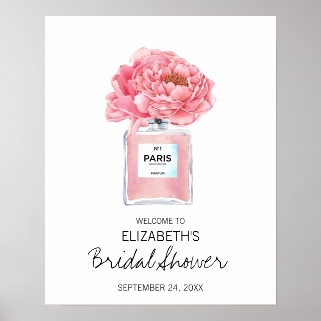 Affiche Parfum Pivoines Roses Accueil de Fête de Mariage F (Devant)