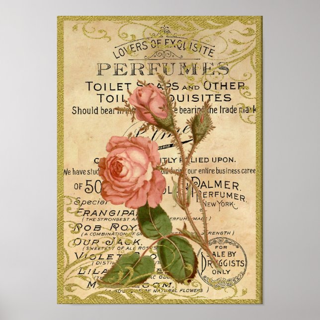Affiche Parfum Rose antique (Devant)