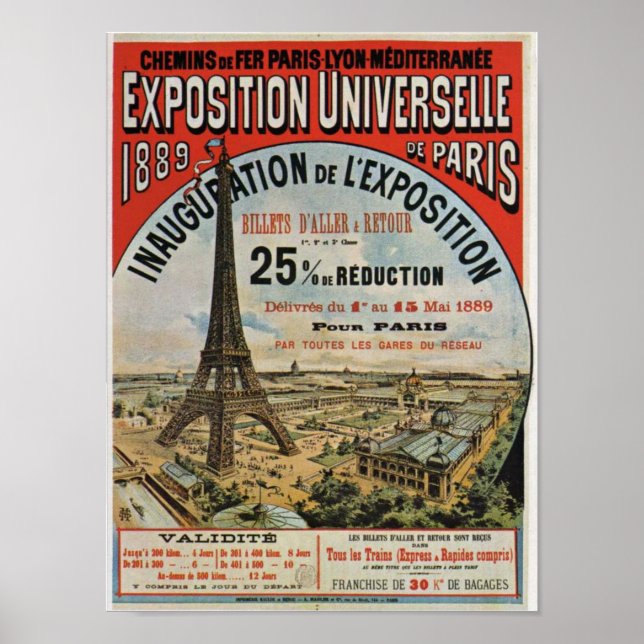 Affiche Paris 1889 - Exposition Universelle Weltausstellun (Devant)