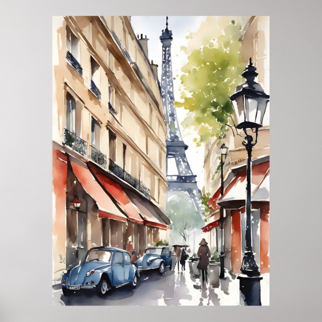 Affiche Paris aquarelle (Devant)