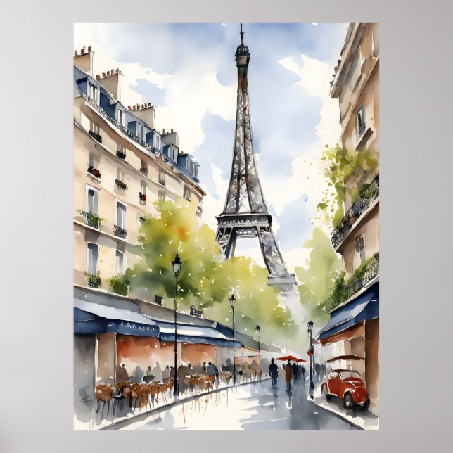 Affiche Paris aquarelle (Devant)