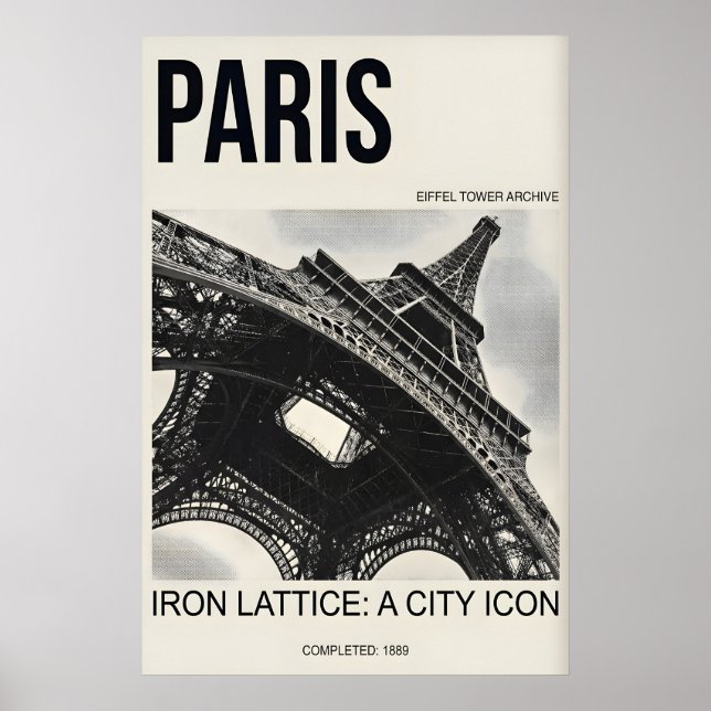 Affiche Paris Eiffel Tower Print - Vintage Style (Devant)