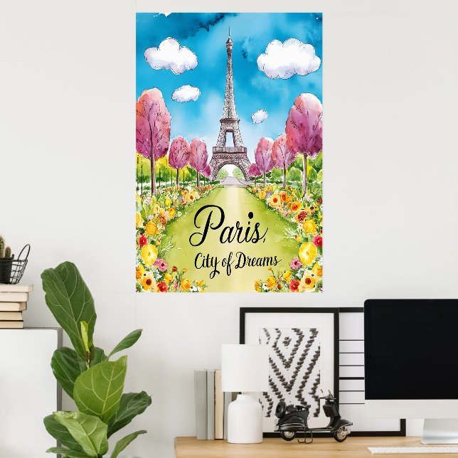 Affiche Paris En Fleur : Un Printemps Rêvé (Bureau à domicile)