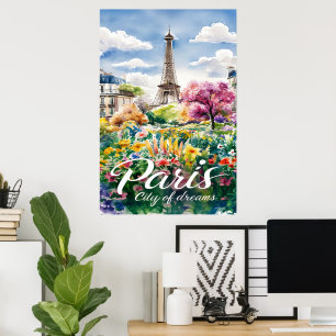 Affiche Paris En Fleur : Un rêve d'aquarelle