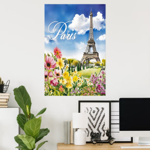 Affiche Paris en fleurs