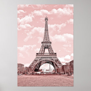 Affiche Paris en rose, Eiffel Towea
