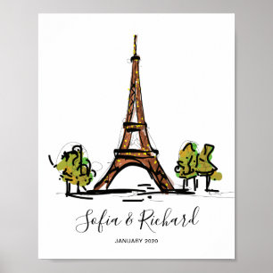 Affiche Paris Engagement proposal, anniversary couple gift