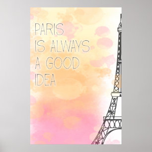 Affiche PARIS est toujours une bonne idée, aquarelle