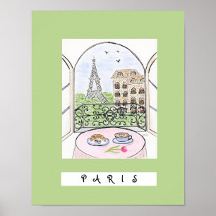 Affiche Paris fantaisiste et tour Eiffel "PARIS"