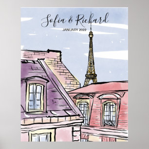Affiche Paris Fiançailles, cadeau d'anniversaire