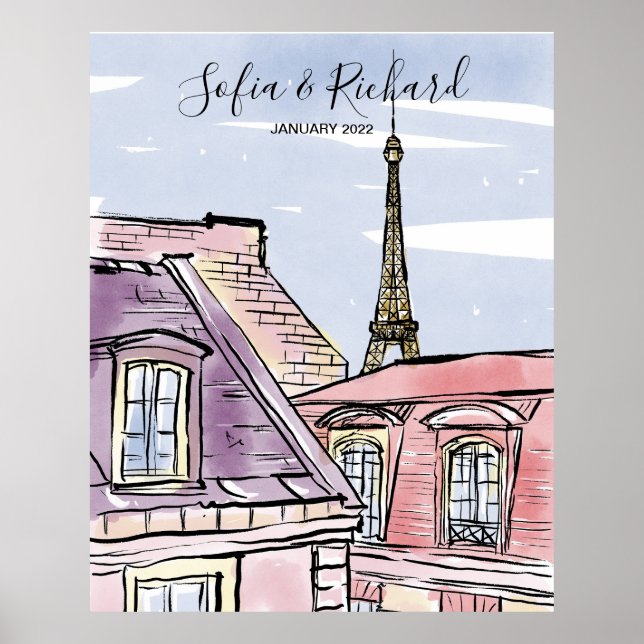 Affiche Paris Fiançailles, cadeau d'anniversaire (Devant)