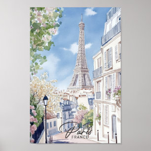 Affiche Paris France Aquarelle Peinture Voyage