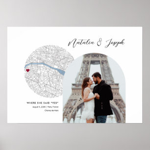 Affiche Paris France Carte Mariage Fiançailles Photo Cadea