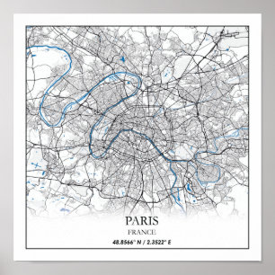 Affiche Paris-France-City Plan Voyage simple