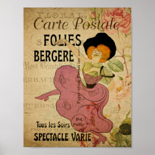Affiche Paris France Danseur Vintage Can-Can