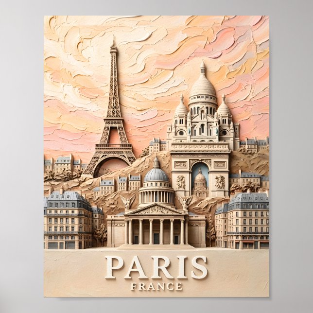 Affiche Paris France Europe Moderne Pastel Texturé Voyage (Devant)