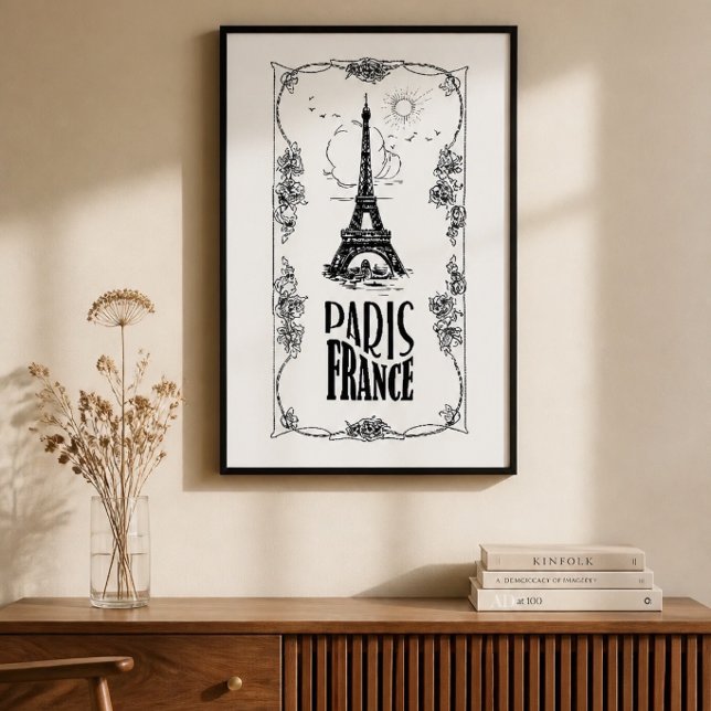 Affiche Paris France Noir sur Blanc (Créateur téléchargé)
