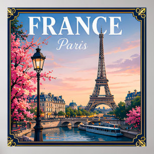 Affiche 🗼 Paris France Souvenir de voyage à la Tour Eiffe