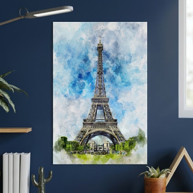 Affiche Paris France Tour Eiffel Aquarelle (Paris France Eiffel Tower Watercolor. Poster)