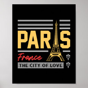 Affiche Paris France Tour Eiffel Typographie Rétro Voyage