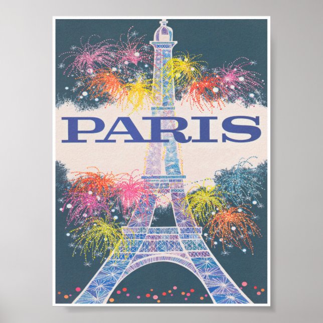 Affiche Paris France, Tour Eiffel, Vintage voyage (Devant)