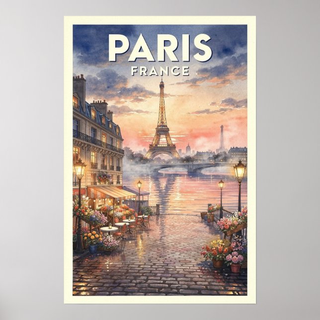 Affiche Paris France Voyage Rétro (Devant)