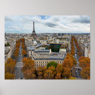 Affiche Paris France Voyage Tour Eiffel Automne Doré 