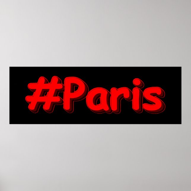 Affiche "#Paris" Joli Design. Commandez dès maintenant  (Devant)