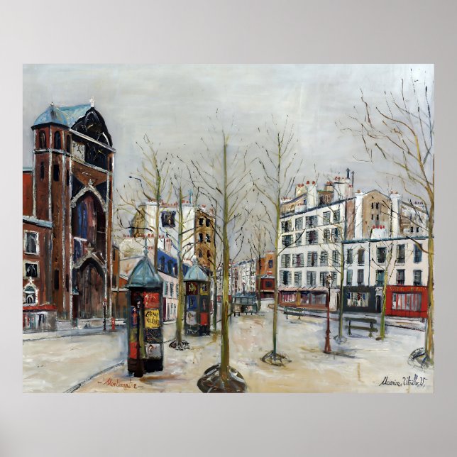 Affiche Paris, la Place des Abbesses; Utrillo (Devant)