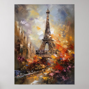 Affiche Paris La Tour Eiffel Peinture à l'Huile Abstraite