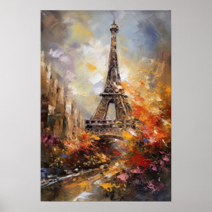 Affiche Paris La Tour Eiffel Peinture Abstraite à l'huile