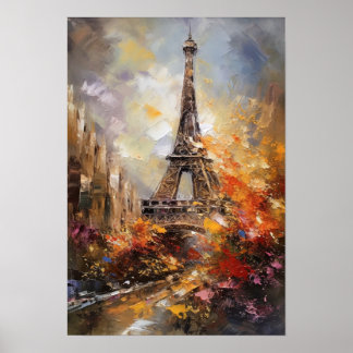 Affiche Paris La Tour Eiffel Peinture Abstraite à l'huile
