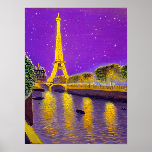 Affiche Paris le long de la Seine sous les étoiles (Devant)
