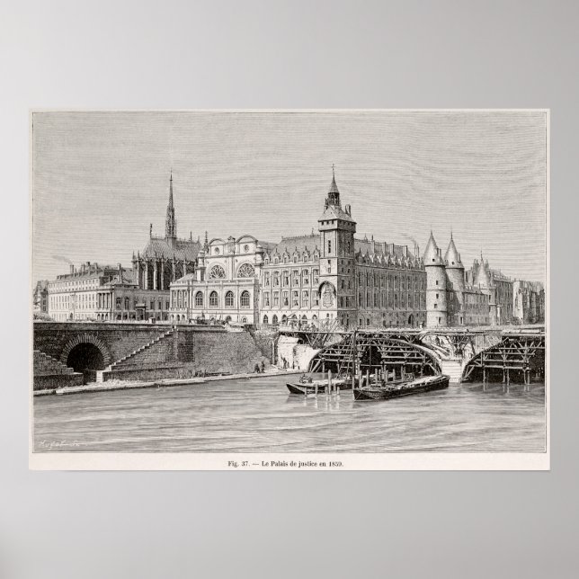 Affiche Paris – Le Palais de justice en 1859 (Devant)