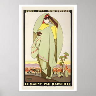 Affiche Paris Lyon Marseille Maroc Mer Méditerranée