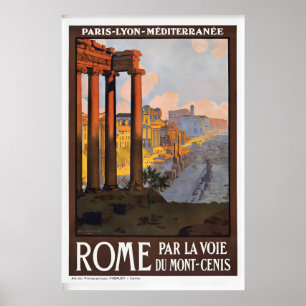 Affiche Paris Lyon Rome Mont-Cenis Passage Alpin Italie