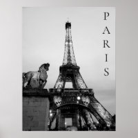 Paris Romantique Éclairé Tour Eiffel Noir Blanc