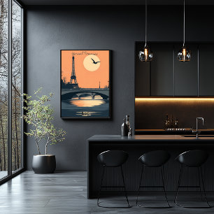 Affiche Paris Silhouettes - Tour Eiffel au coucher du sole