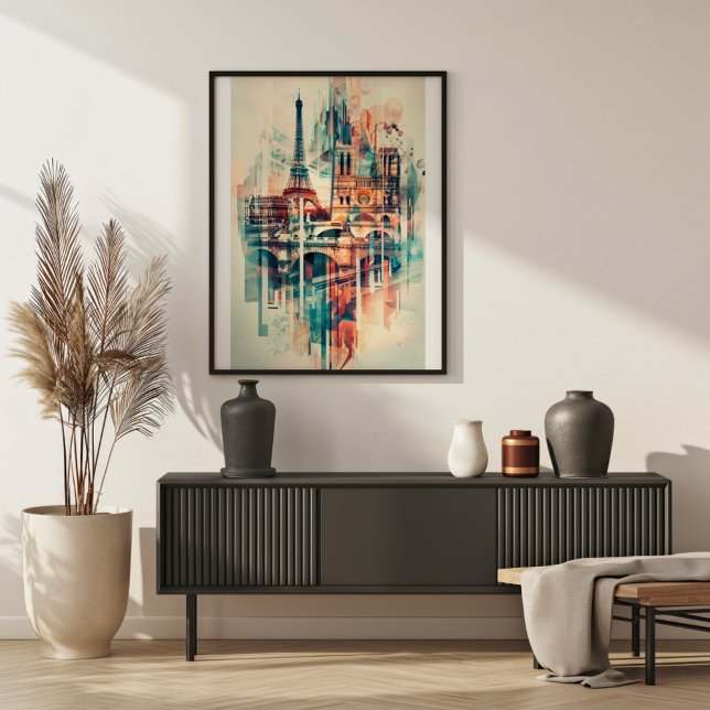 Affiche Paris Symphonie : Tour Eiffel et Notre-Dame (Créateur téléchargé)