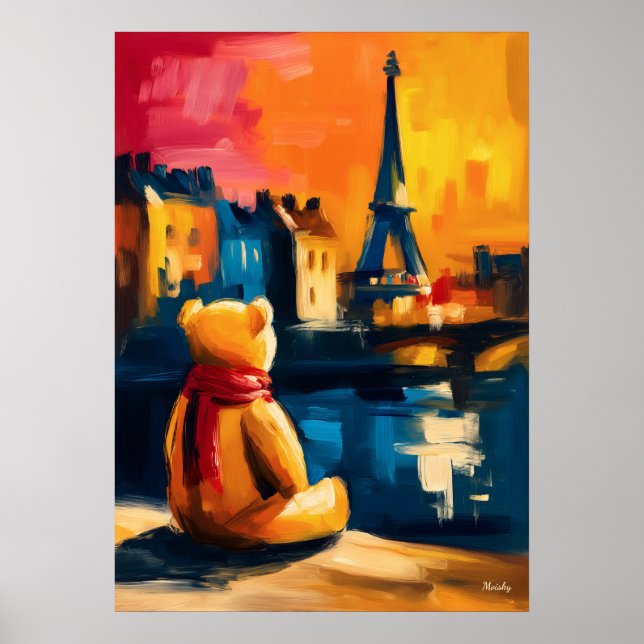 Affiche Paris Teddy Fauvist Eiffel Tower Sunset Print (Devant)