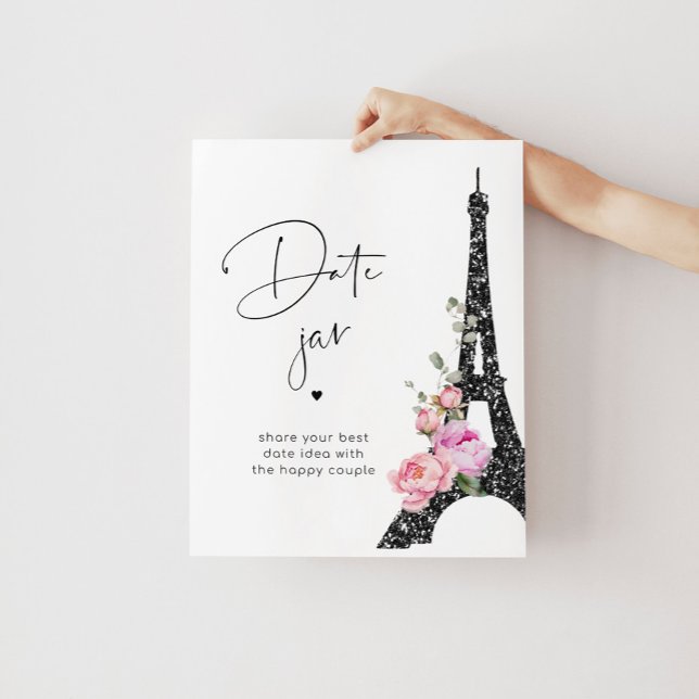 Affiche Paris thème noir rose Tour Eiffel Date jar (Créateur téléchargé)