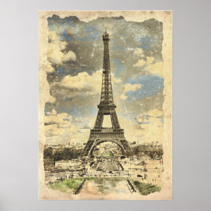 Affiche Paris - Tour Eiffel - Art inspiré vintage