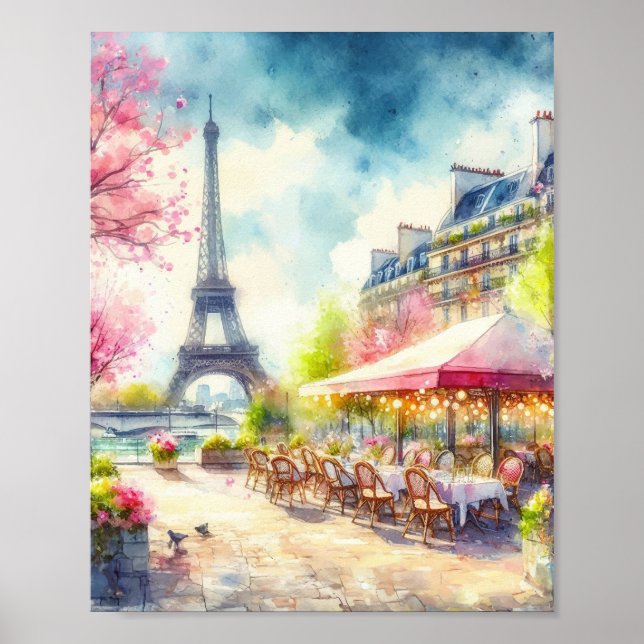 Affiche Paris Tour Eiffel France Aquarelle (Devant)